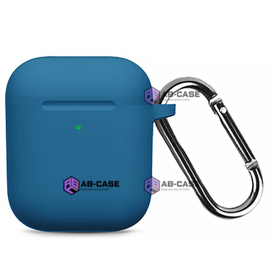 Чехол силиконовый для Airpods 1|2 c карабином Cobalt Blue