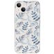 Чохол прозорий Print Flowers на iPhone 13 Синие цветы